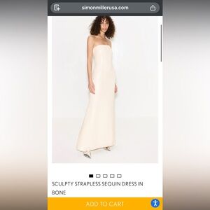 Simon Miller Strapless Sequin Dress in Bone